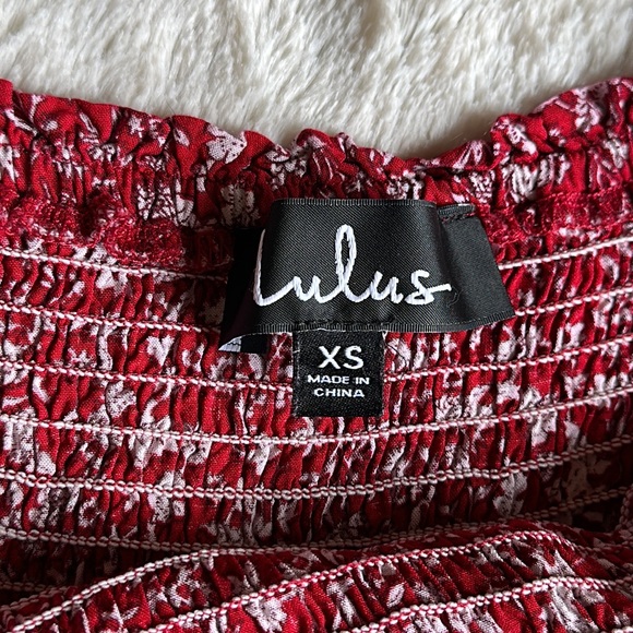 LULU’S Red Floral Cropped Off Shoulder Jumpsuit - Picture 9 of 10